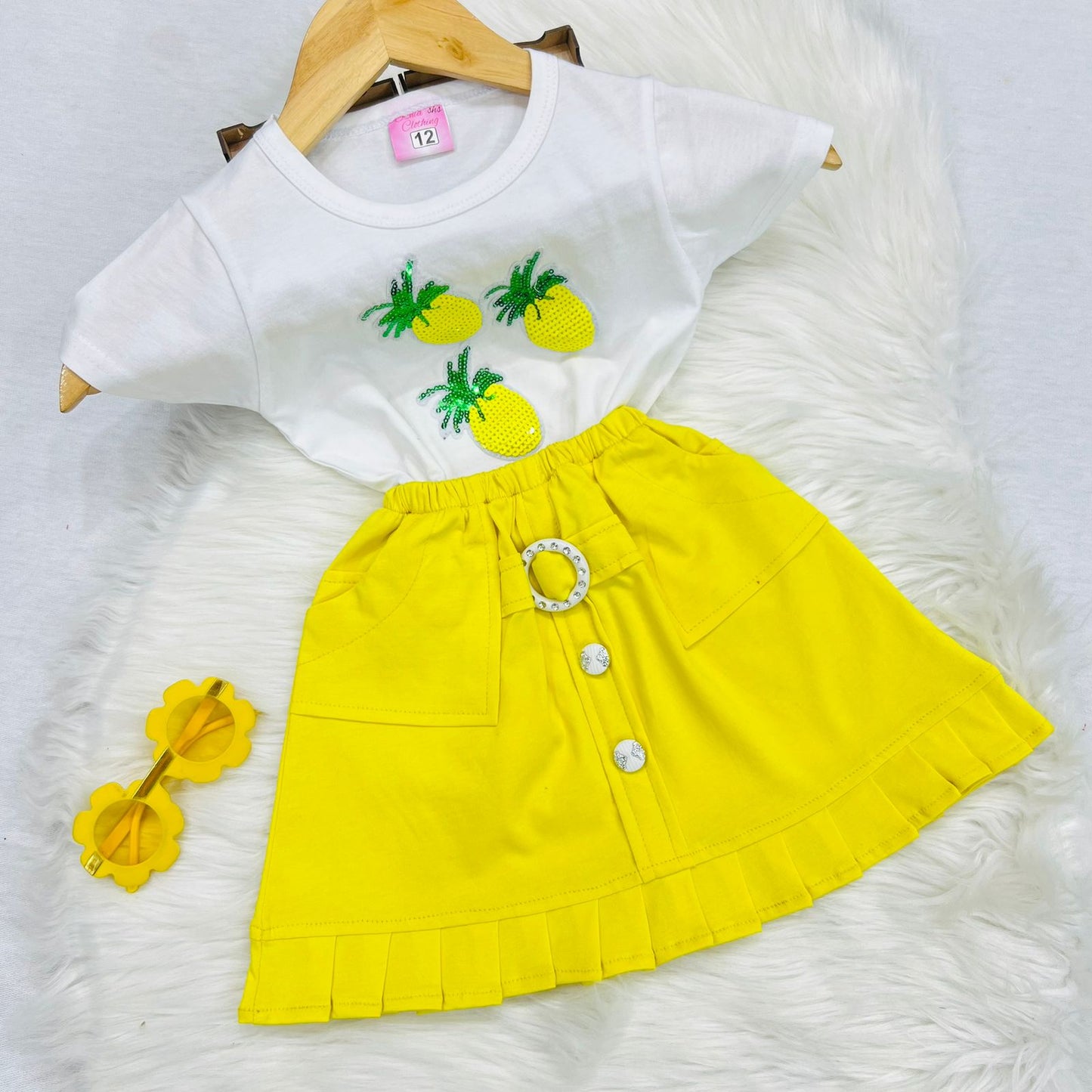 White Pineapple Top Yellow Skirt Blended Stuff