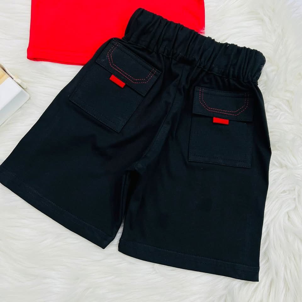 Red Mickey Hoody Black Pocket Shorts Blended Stuff