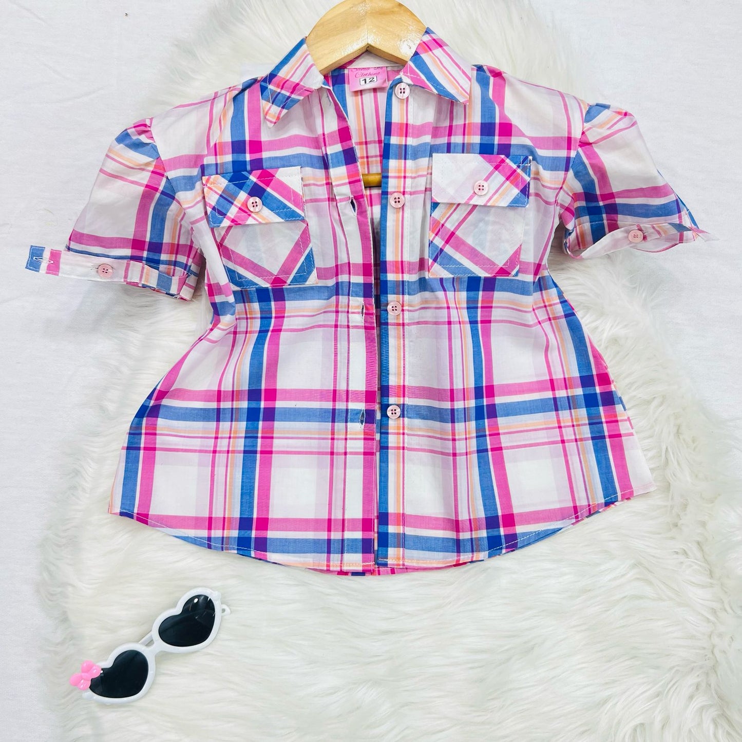 White Pink Check Button Down Shirt
