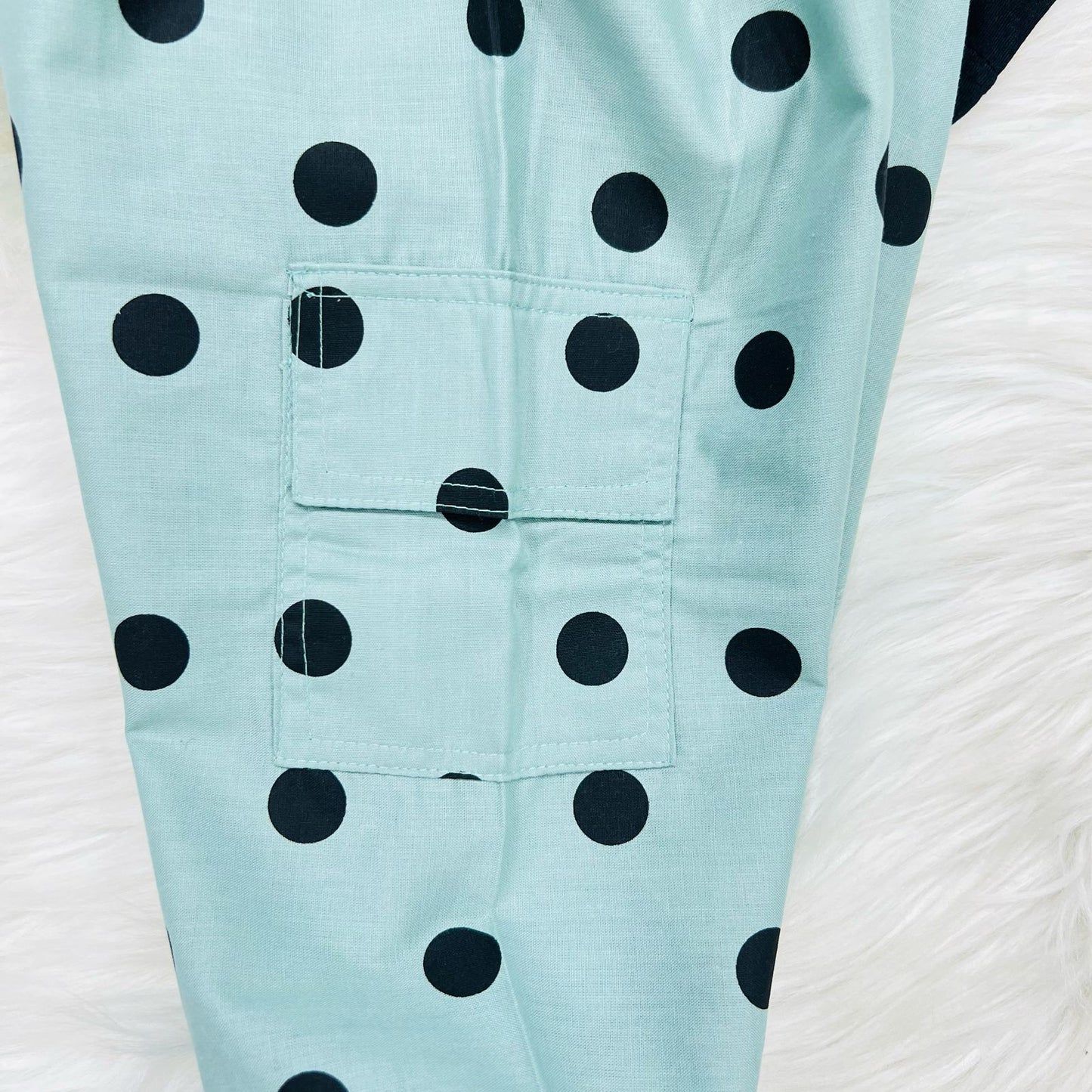 Black Cami Top Black Net Coat Sky Polka Dot Trouser