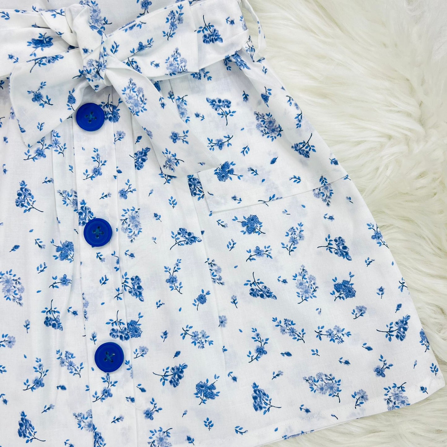 White Top Blended White Blue Floral Dangree Cotton Stuff