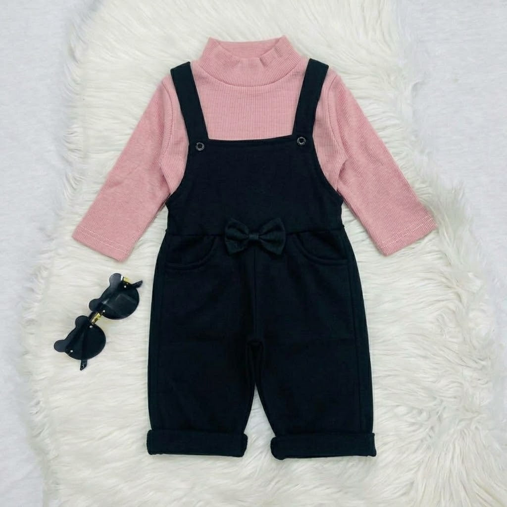 Peech turtleneck outfit set with a small bow black dangree terry stuff (Copy 5)