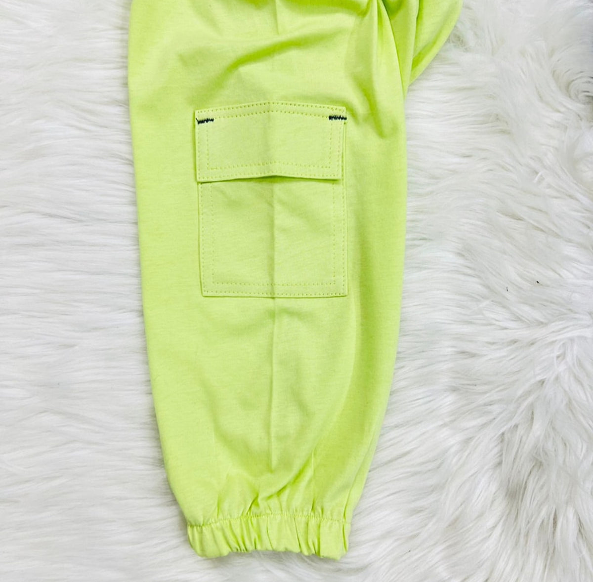 3 piece cord set black  Camisole Top lemon green Coat / cargo  Trouser terry winter stuff (Copy 2)