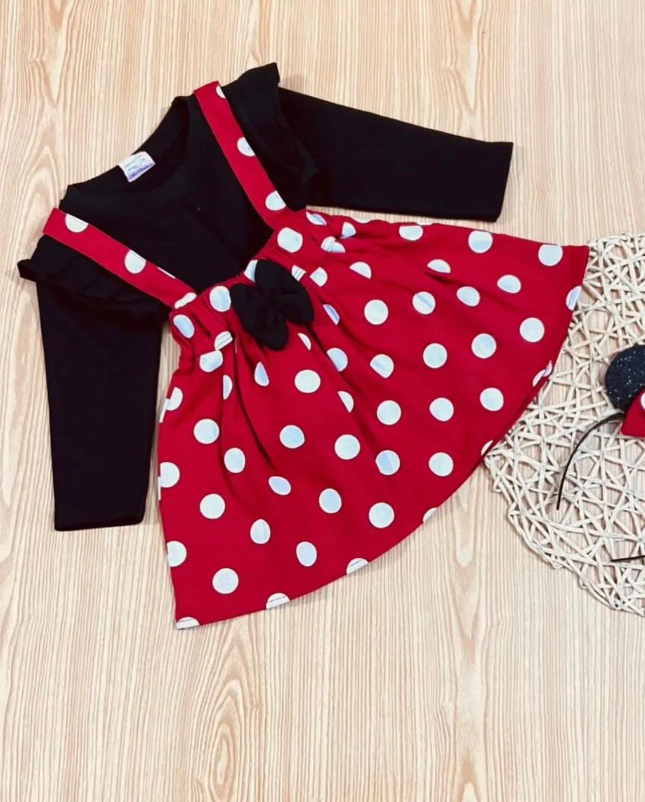 Black Top Red Polka Skirt Fleece Stuff