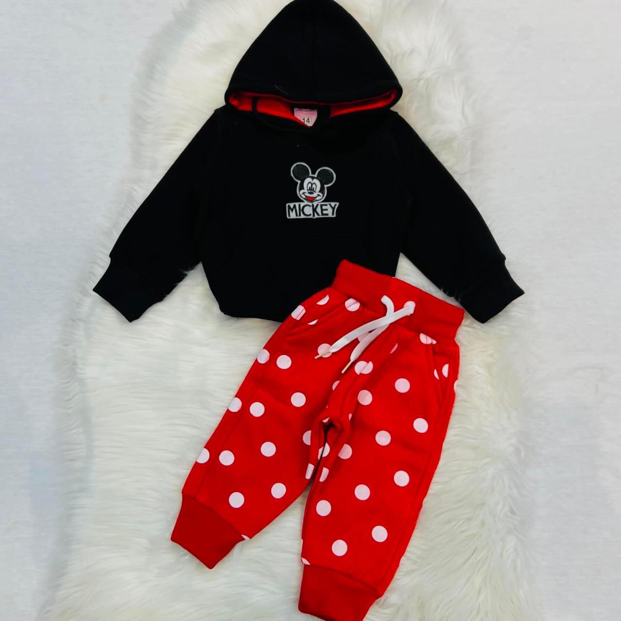 Black Mickey Hoodie Red Polka Trouser