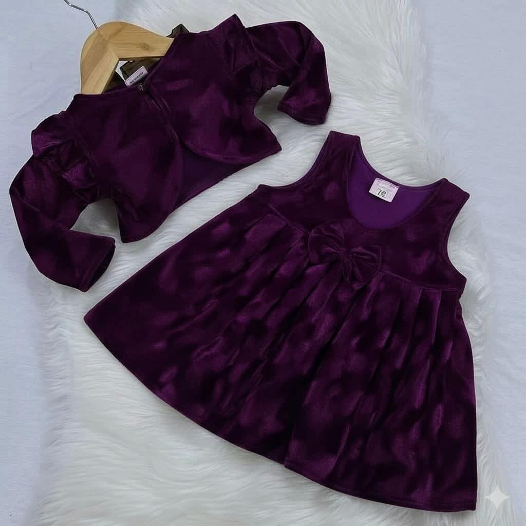 Pruple  Velvet Coat Red Velvet Frock (Copy)
