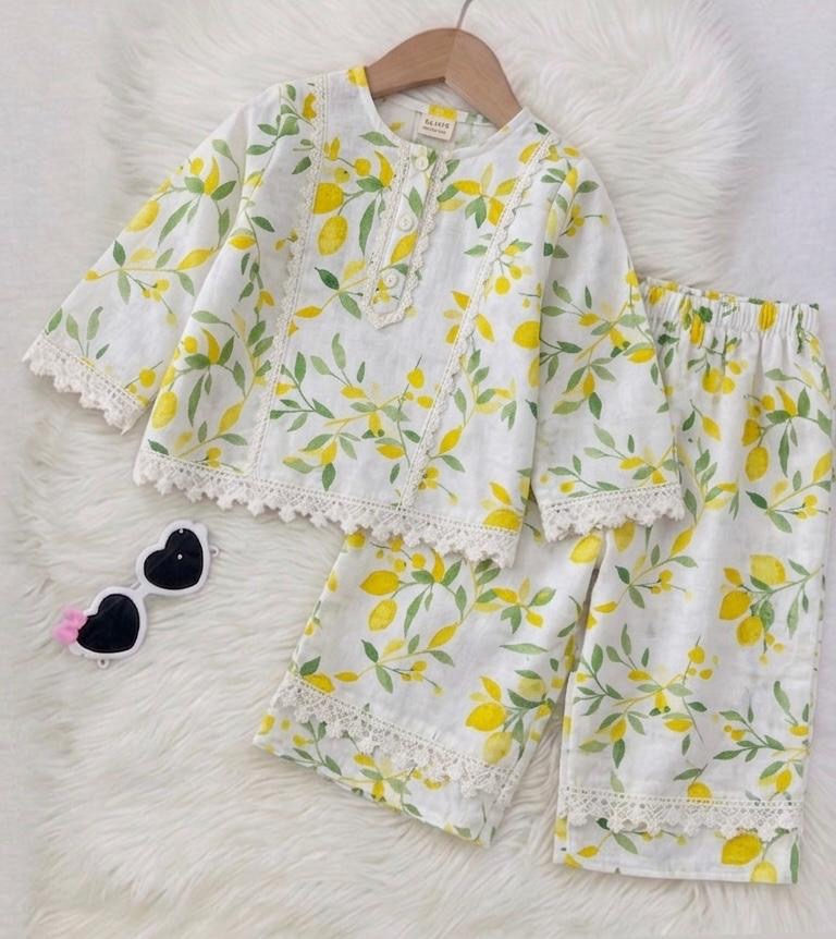 White Floral Print Kurta Trouser 2 Piece Cotton Stuff