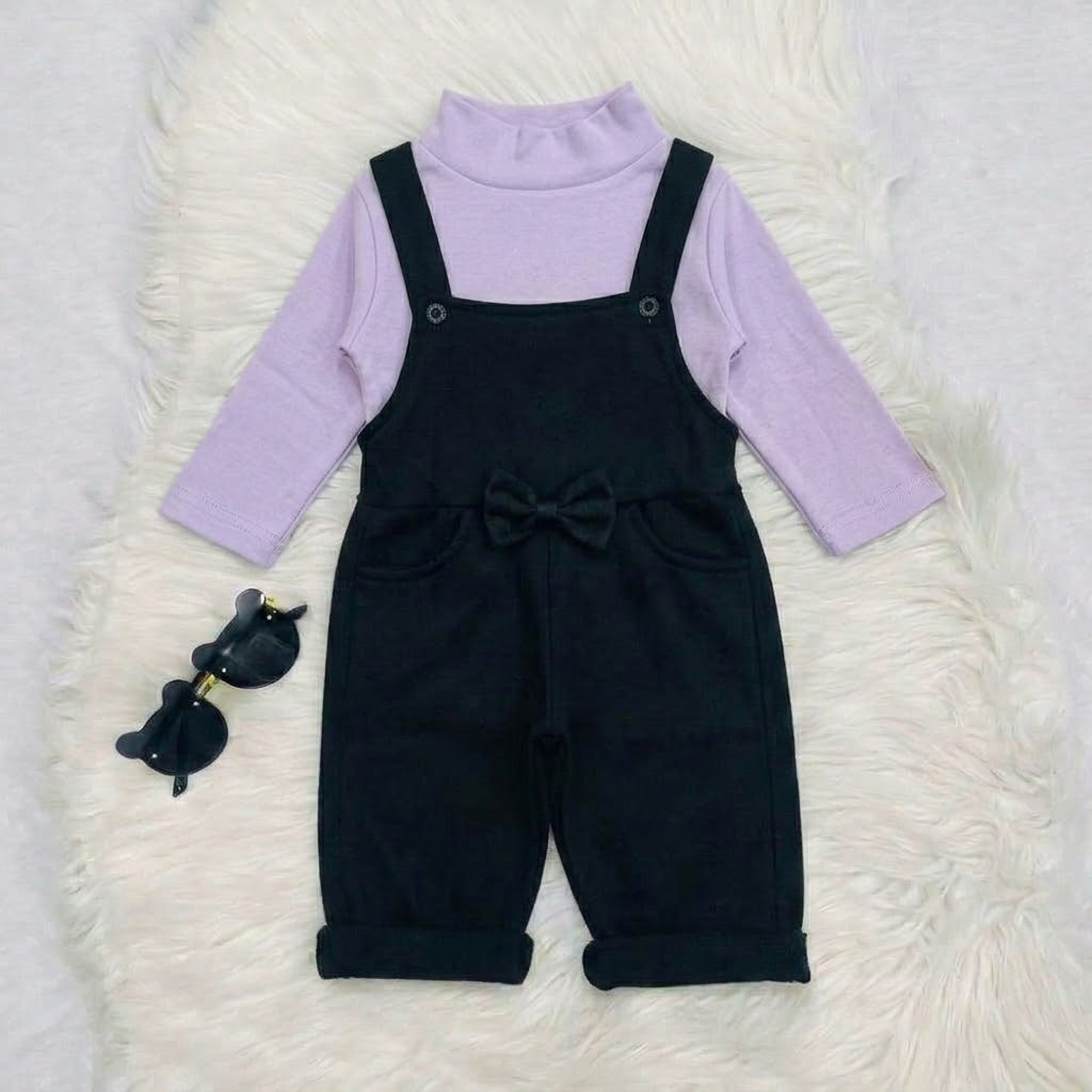 Lilac turtleneck outfit set with a small bow black dangree terry stuff (Copy 7)