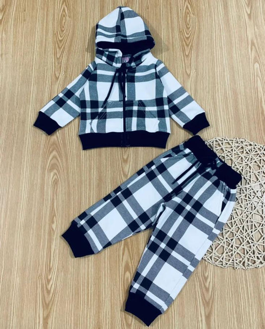 White Black Check Hoodie Trouser Fleece Stuff