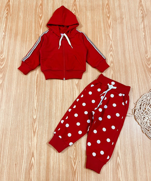 Red Hoodie Red Polka Trouser Fleece