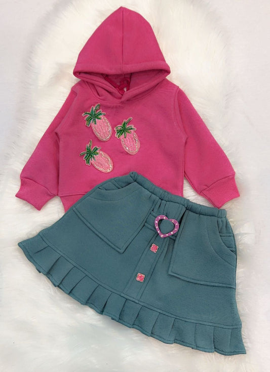 Baby Pink Top Skirt Fleece