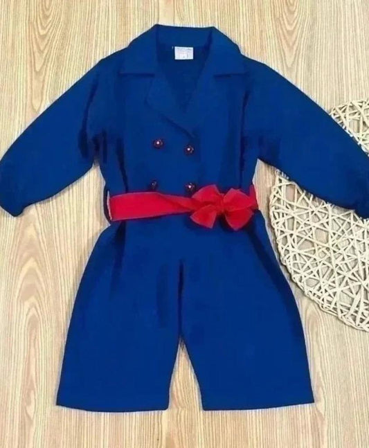 Blue Coat Collar Jumpsuit Fleece Stuff