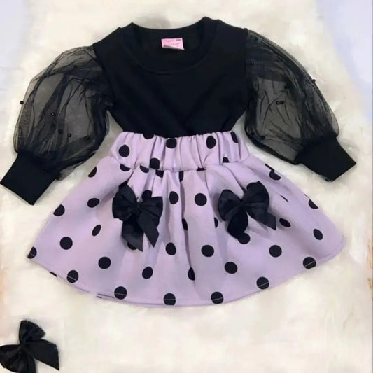 Black Top Net Purple Polka Skirt Fleece Stuff