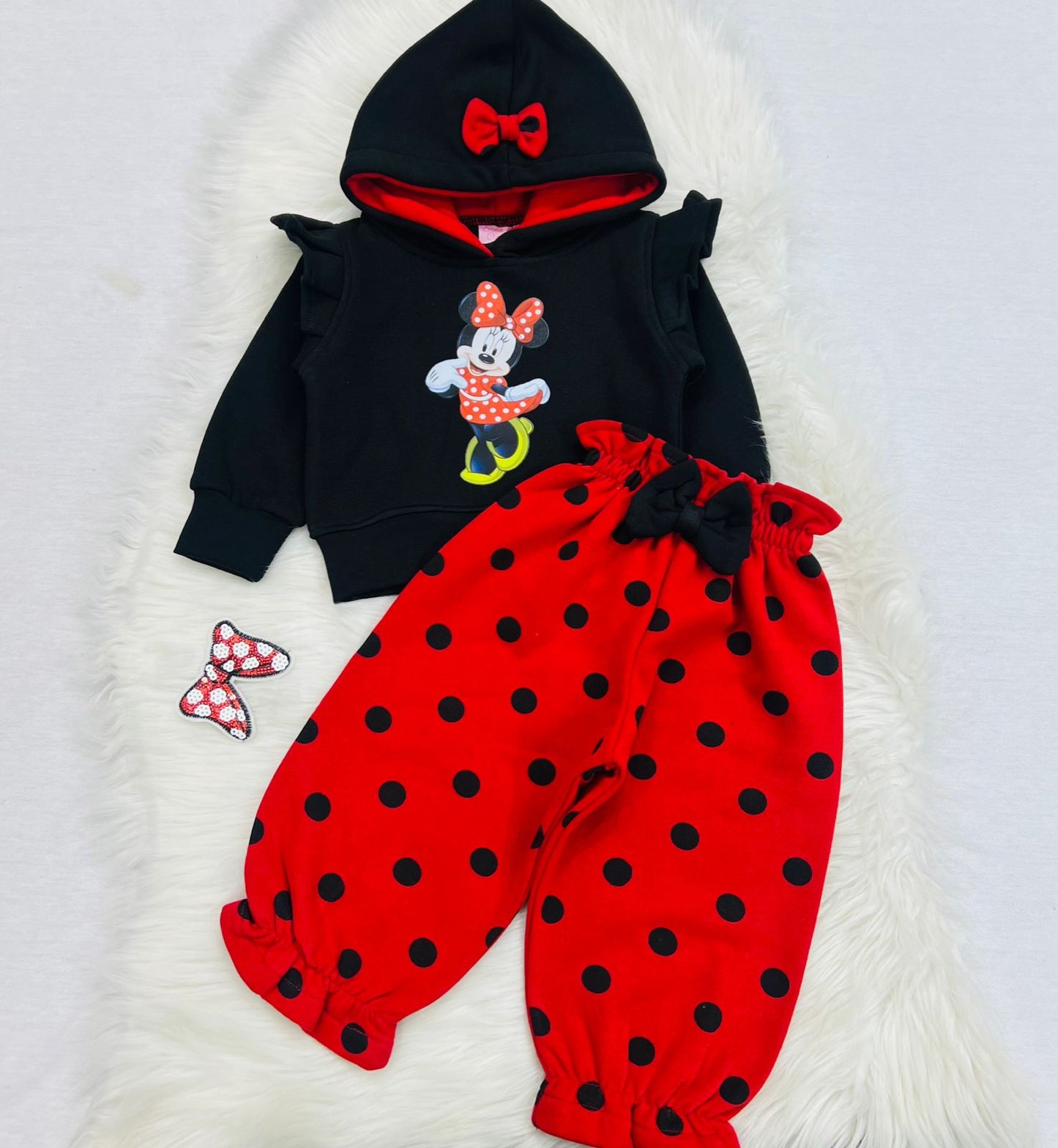 Black Mini Mouse Hoodie Red Black Polka Dot Trouser Fleece Stuff