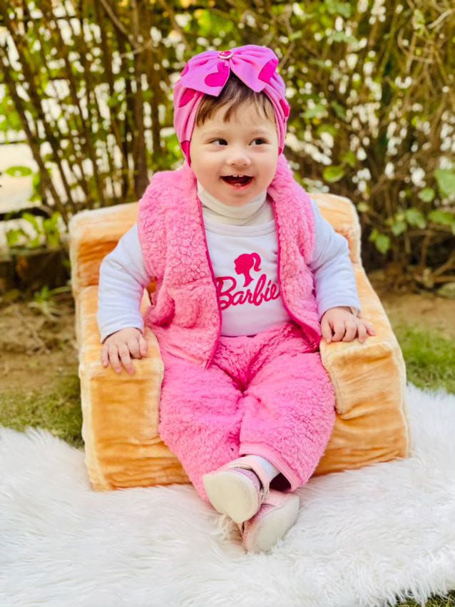 White Barbie Shirt Pink Furry Jacket Pink Fur Trouser