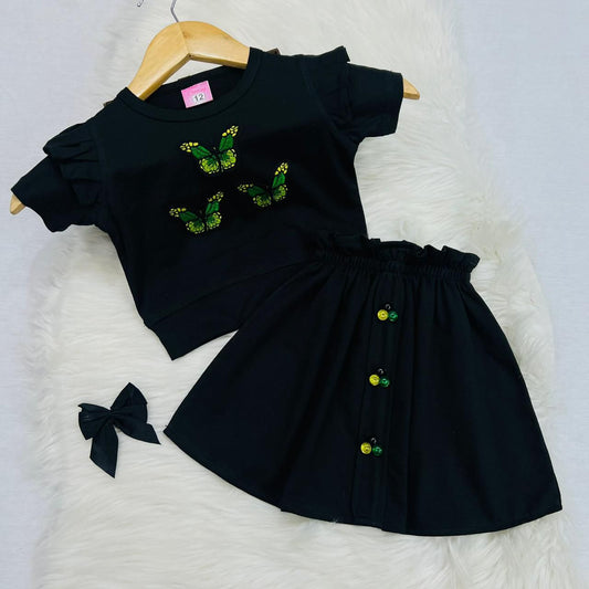 Black Butterfly Top Black Skirt Blended Stuff Summer