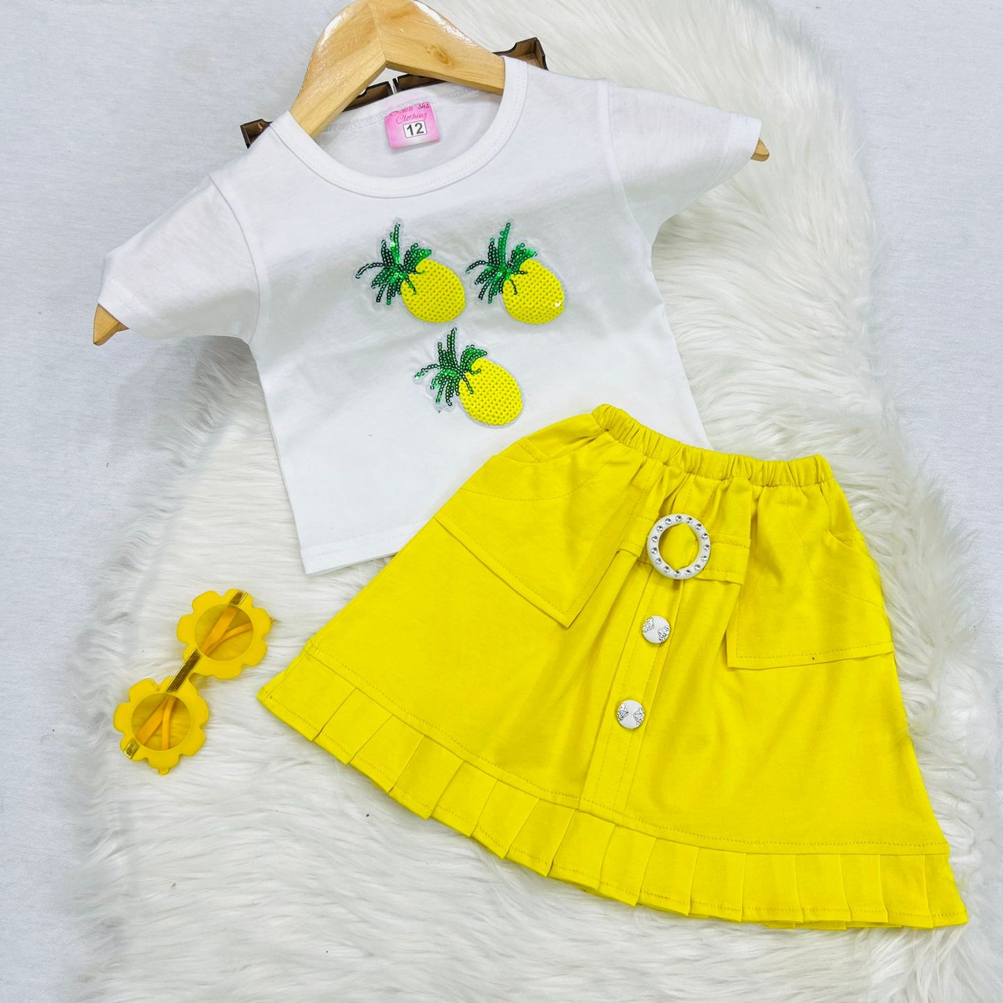 White Pineapple Top Yellow Skirt Blended Stuff