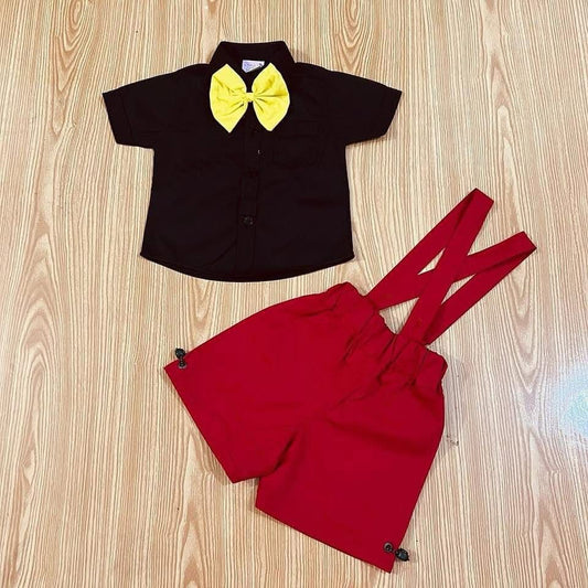 Black Shirt Red Shorts Cotton
