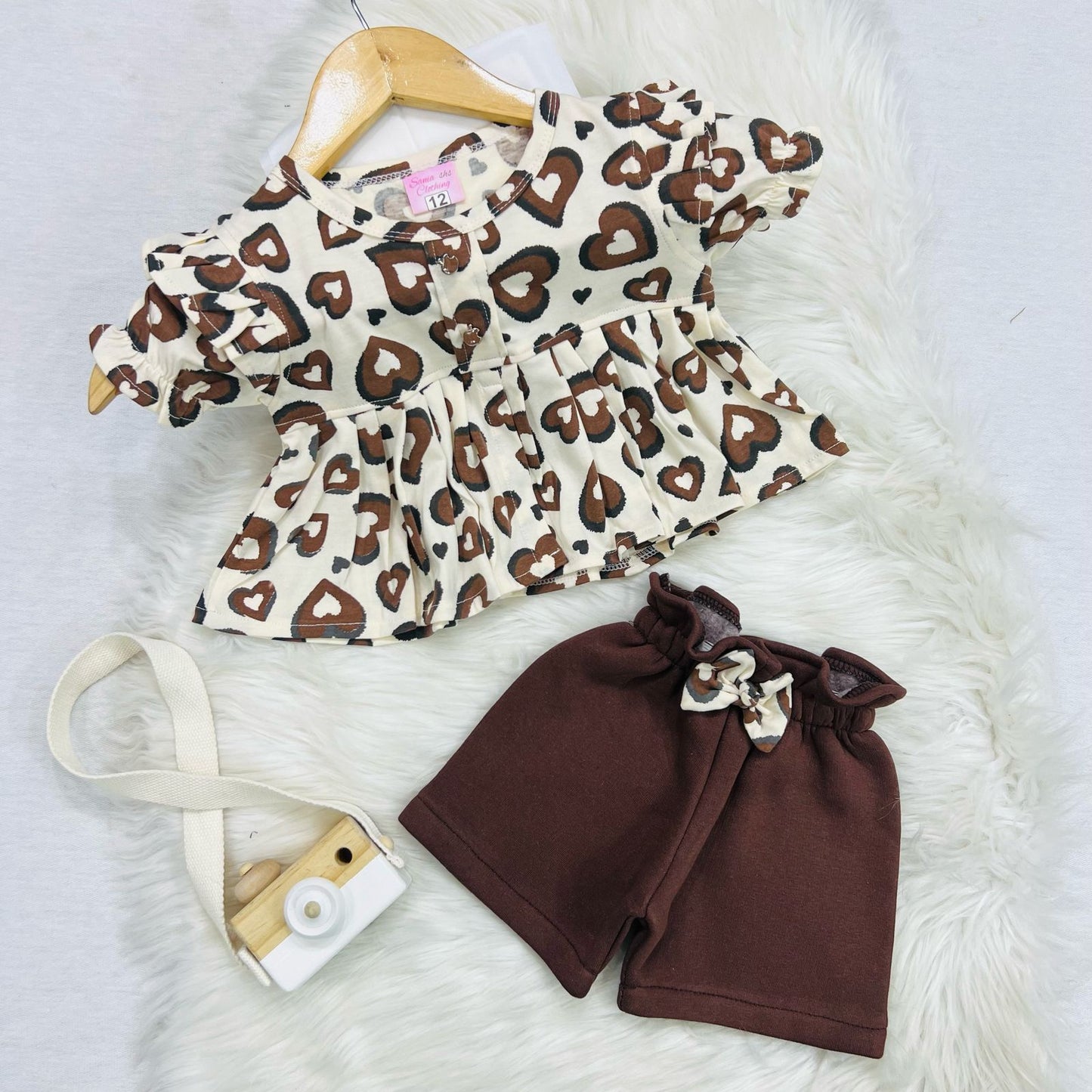 Skin Heart Print Frock Brown Short Blended Stuff