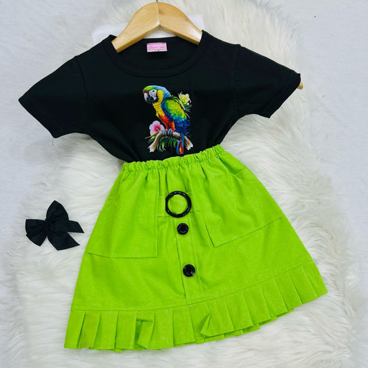 Black Parrot Print Top Blended Parrot Skirt Cotton Stuff