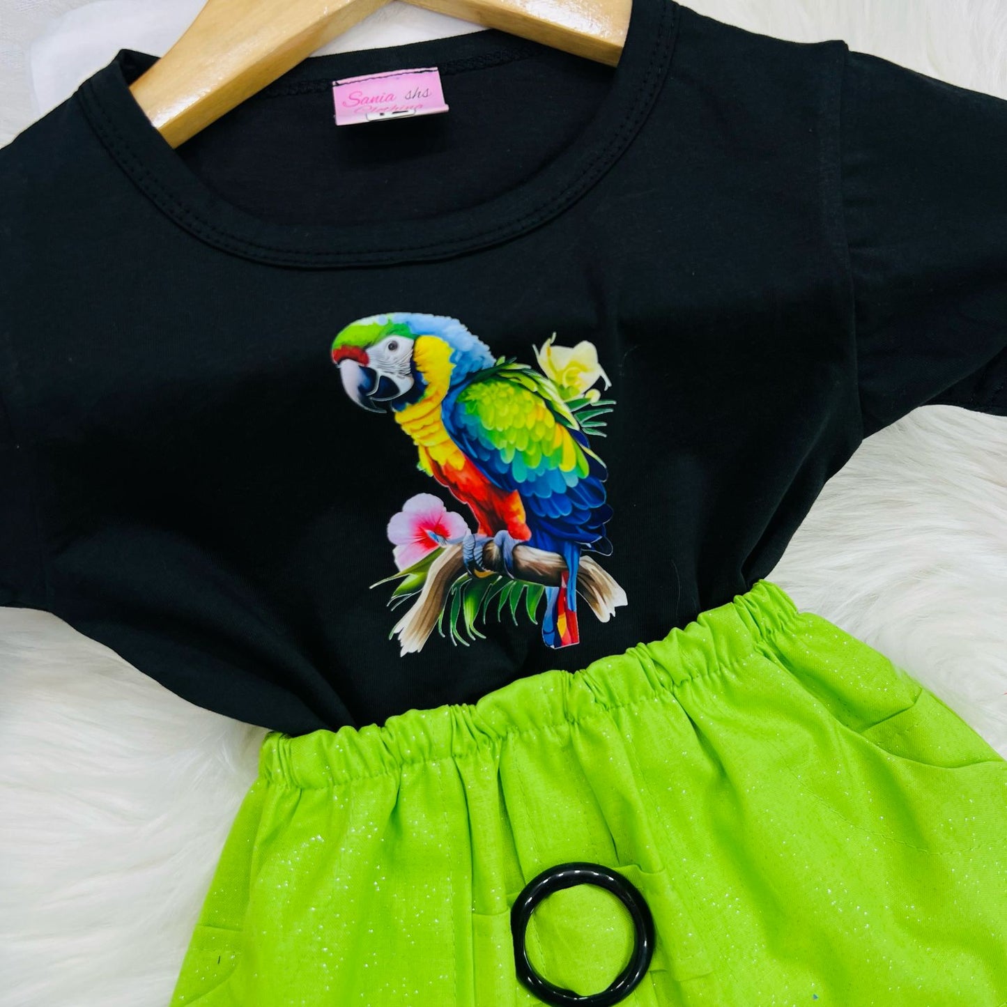 Black Parrot Print Top Blended Parrot Skirt Cotton Stuff