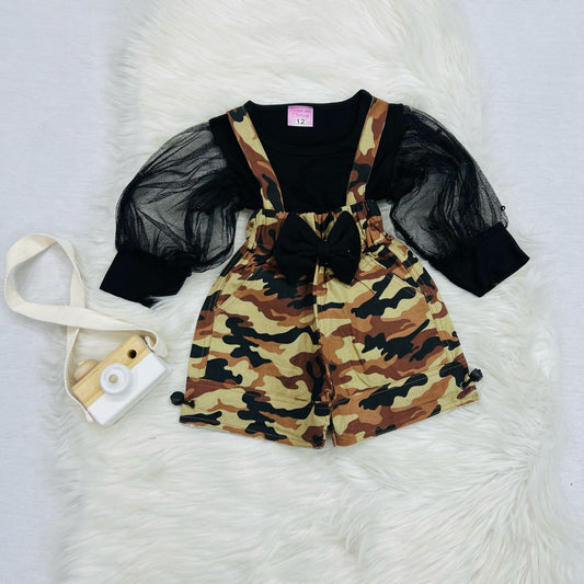 Black Top Net Camofly Shorts