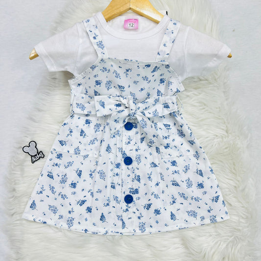 White Top Blended White Blue Floral Dangree Cotton Stuff