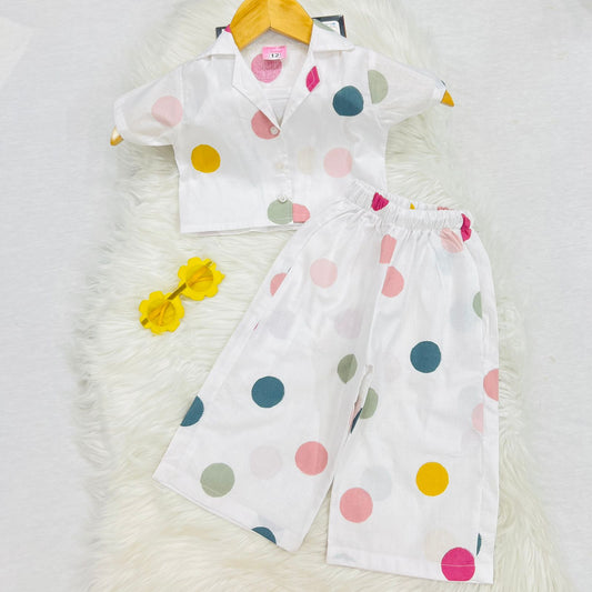 White Multi Polka Dot Cord Set
