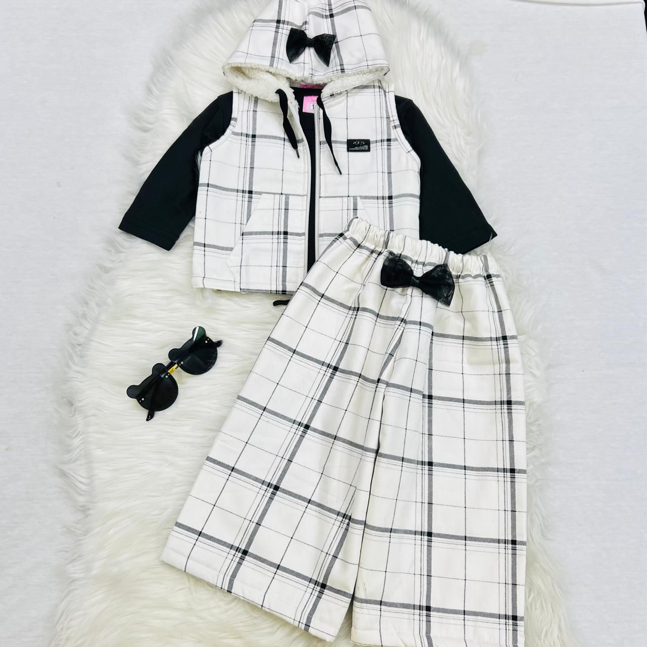 Black inner White Black Check Hoody Trouser