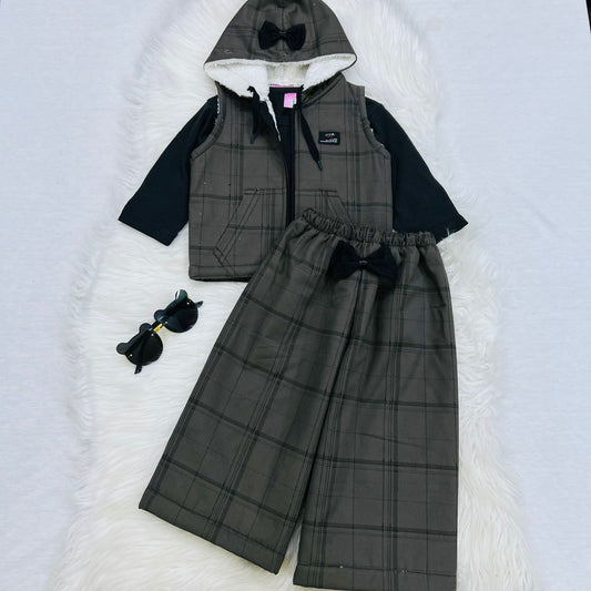 Black inner Olive Black Check Hoodie Trouser