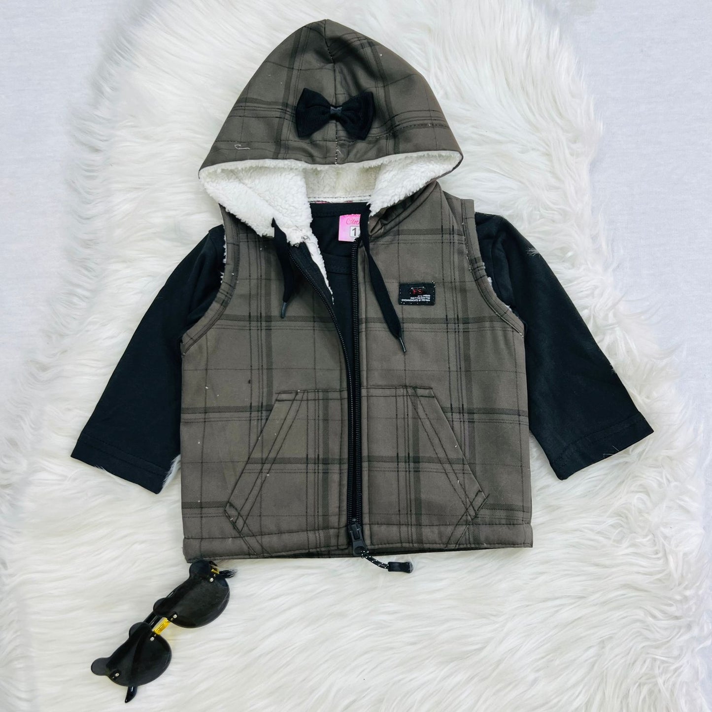 Black inner Olive Black Check Hoodie Trouser