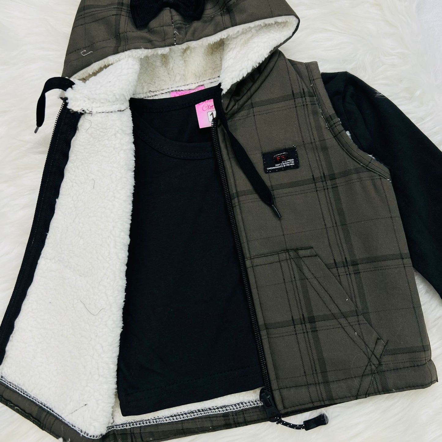 Black inner Olive Black Check Hoodie Trouser