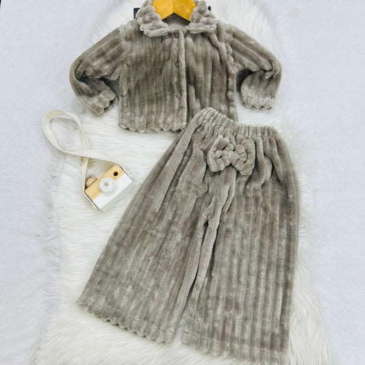 Brown Rabbit Wool Cord Set