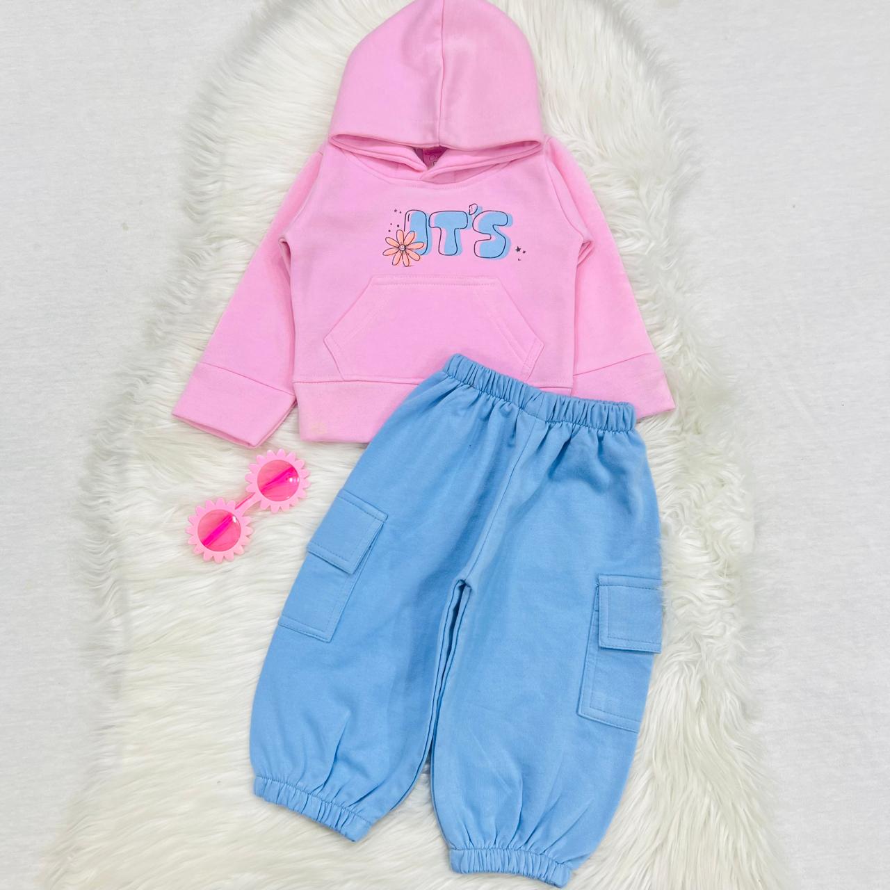 Pink Rose Hoodie Sky Blue Cargo Trouser Fleece Stuff