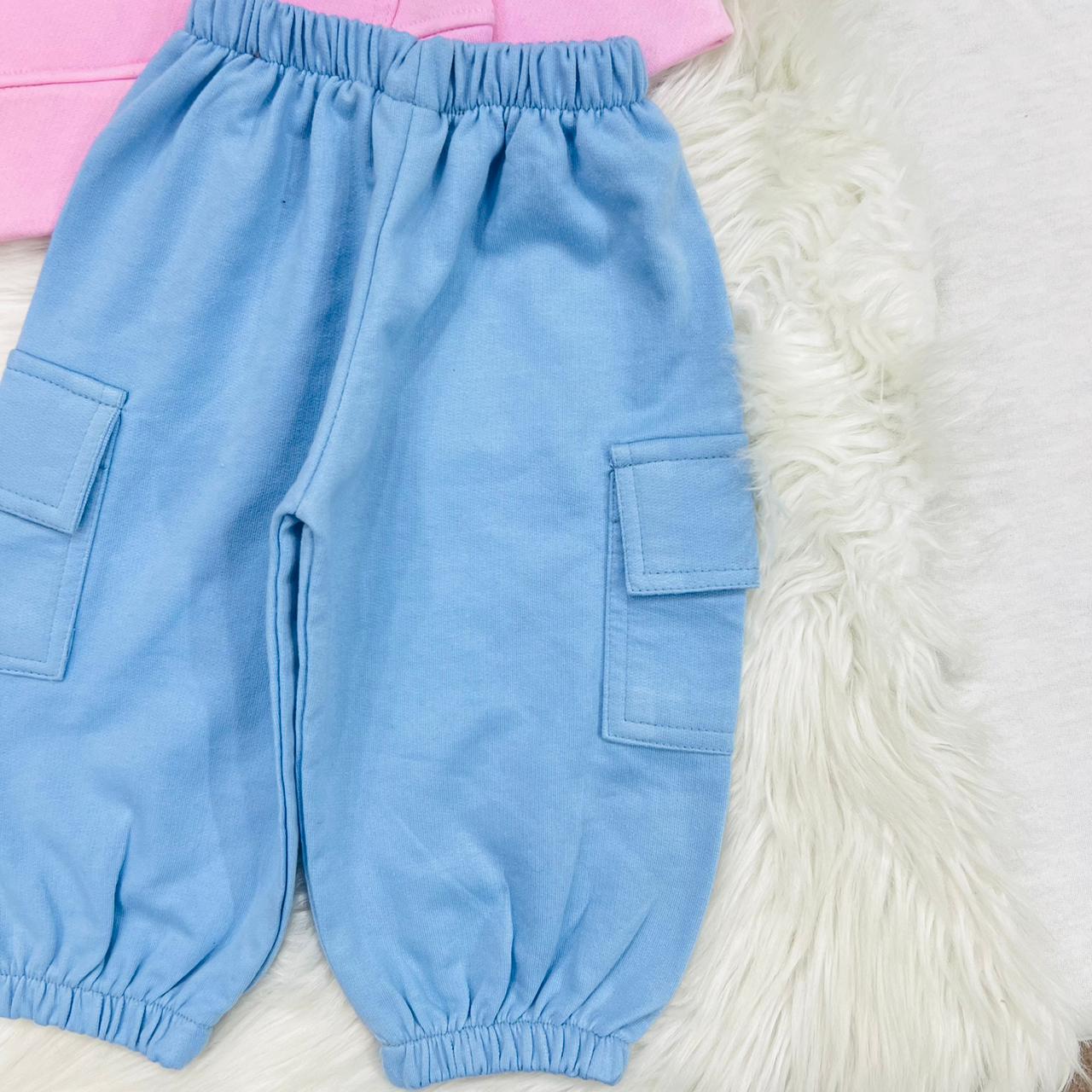 Pink Rose Hoodie Sky Blue Cargo Trouser Fleece Stuff