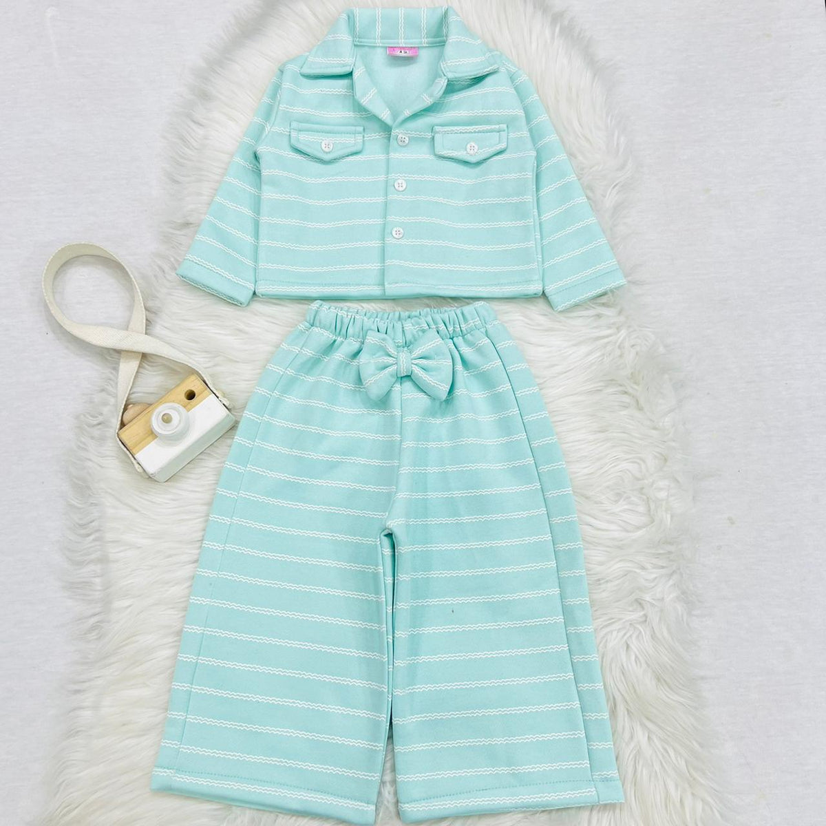 Sky White Print Cord Set Fleece Stuff 2 Piece