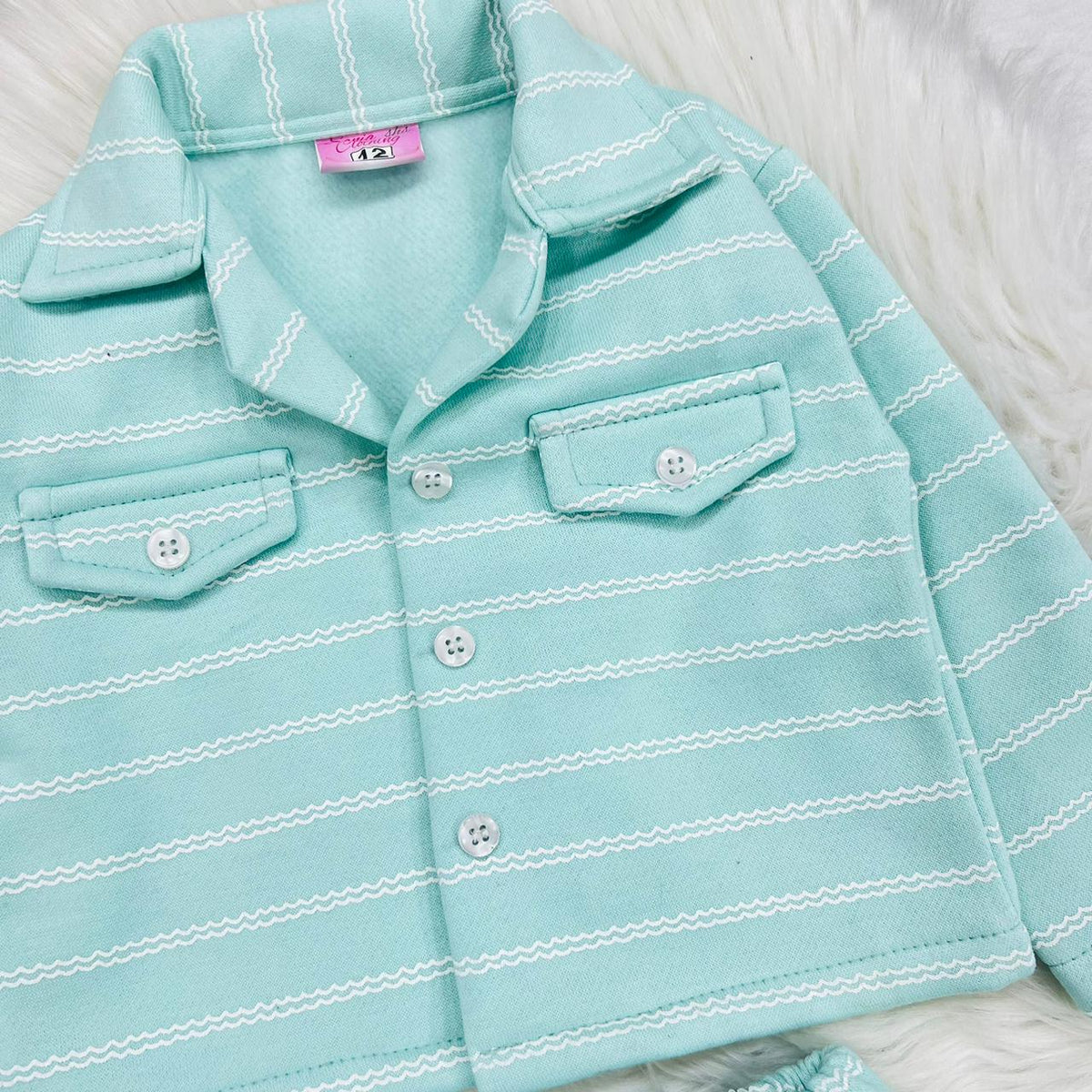 Sky White Print Cord Set Fleece Stuff 2 Piece