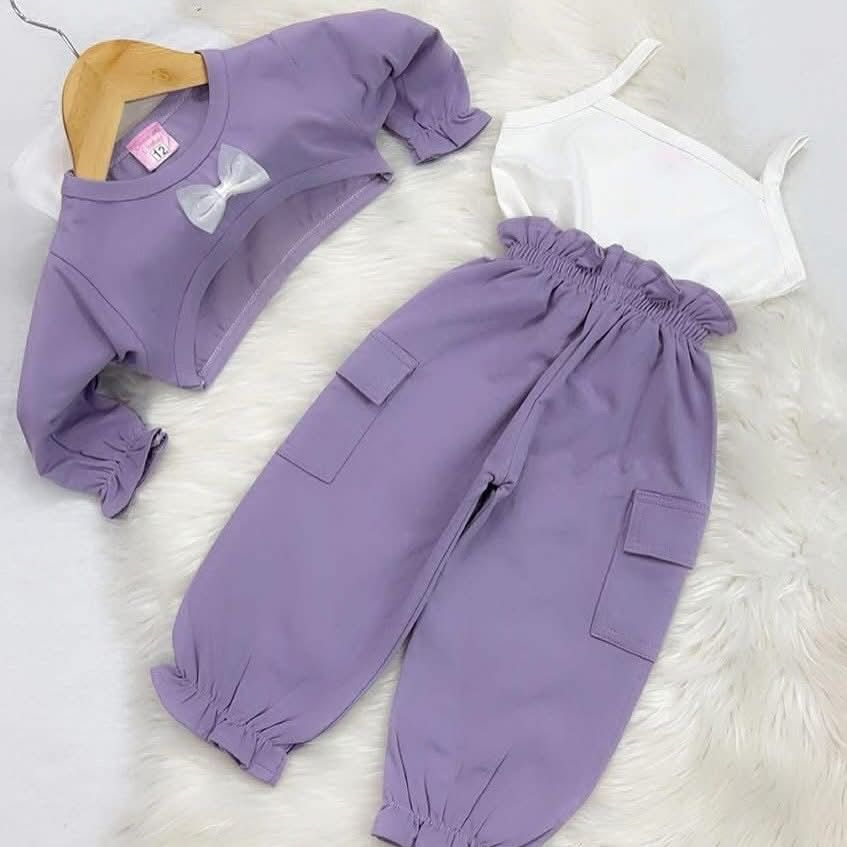 White Camisole Top Lilac Coat Lilac Cargo Trouser Blended Summer Stuff