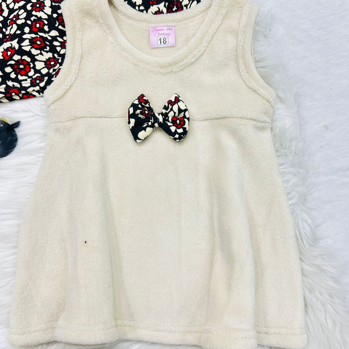 Baby girl's floral-printed zip hoodie and fleece dress outfit set furr frock