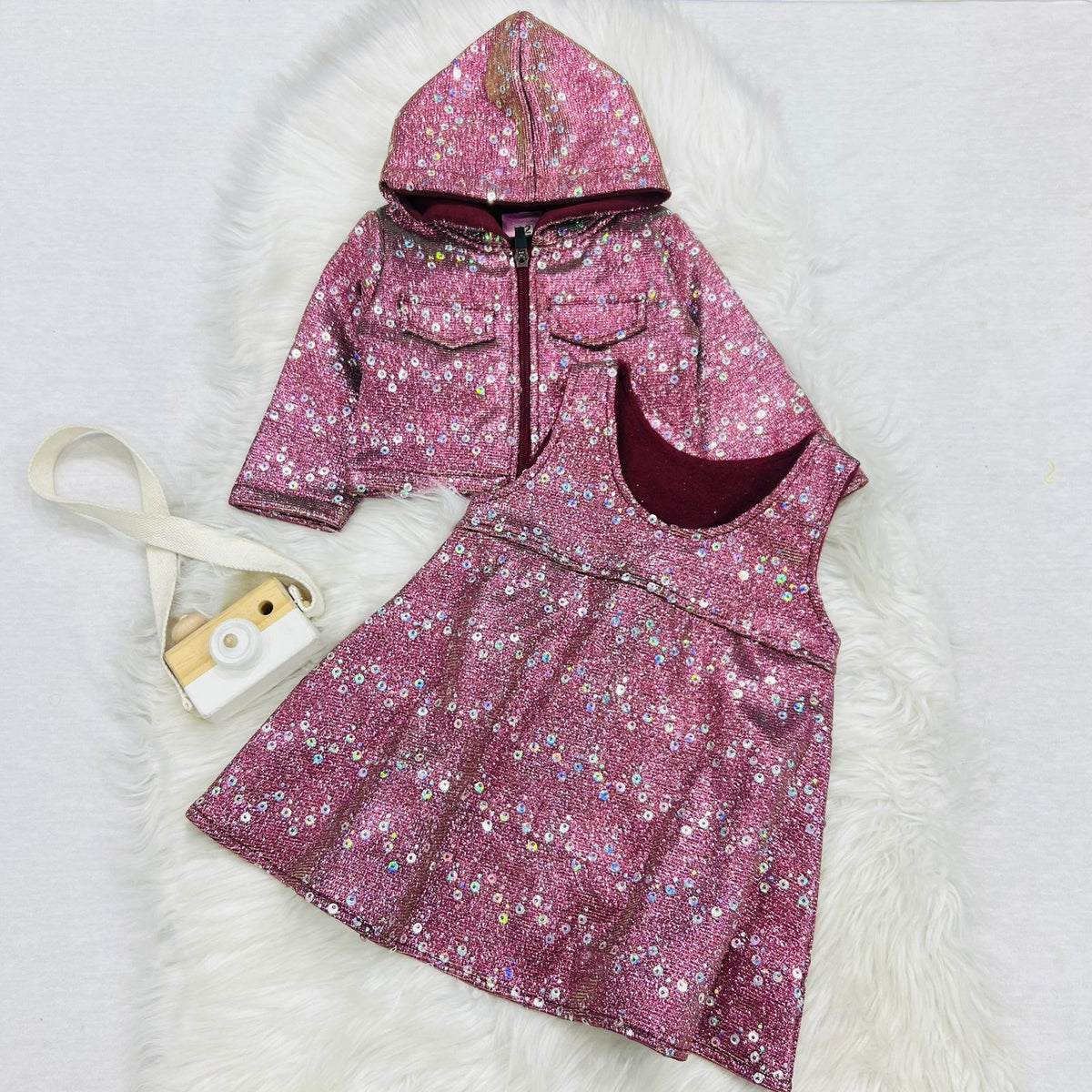Maroon Moonlight Hoodie Frock