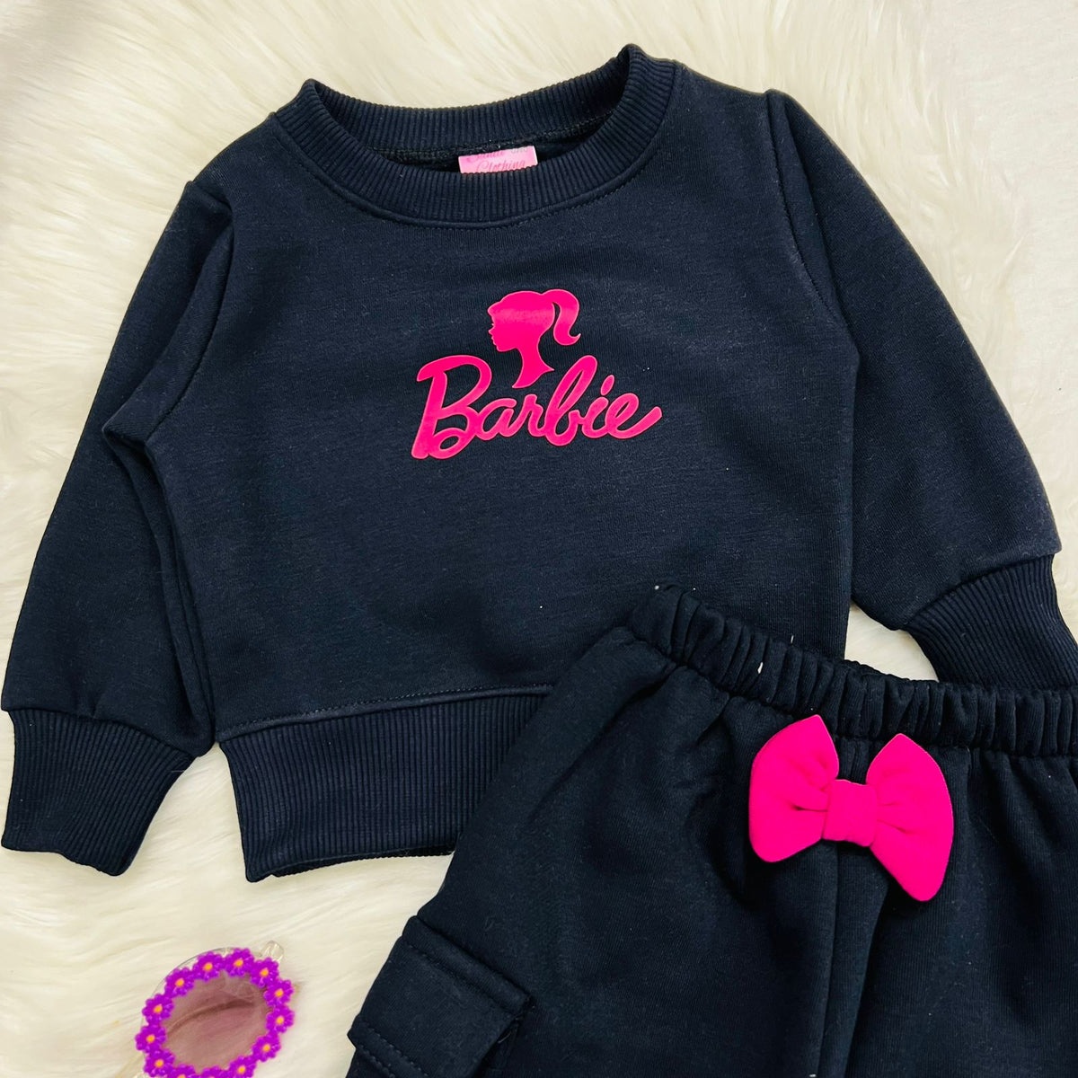 Navy Barbie Sweat Shirt Cargo Trouser Fleece Stuff