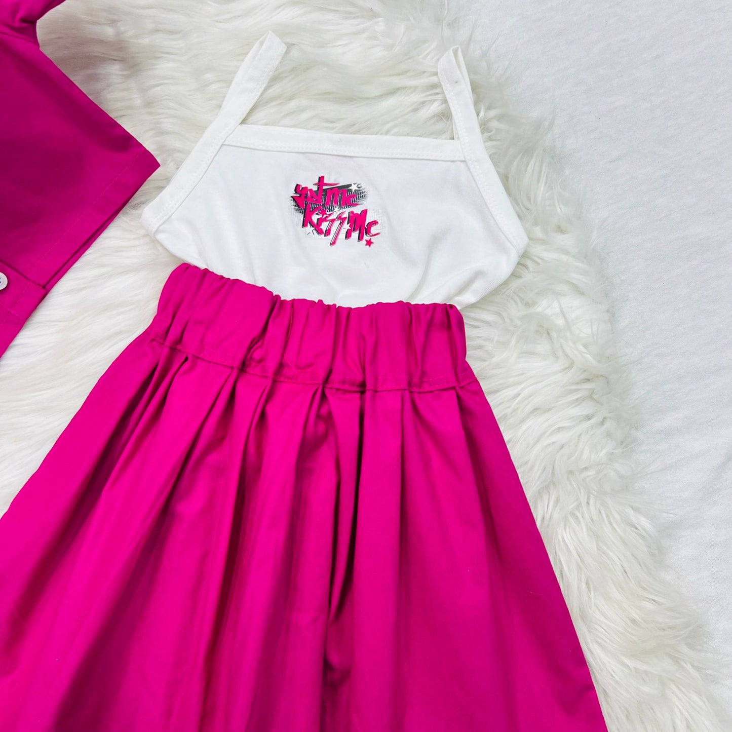 Pink Coat Camisole Top Skirt Cotton Stuff