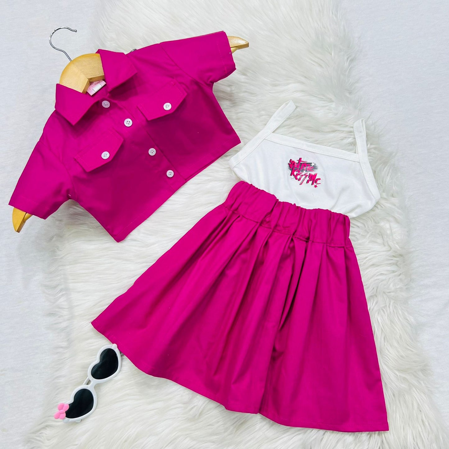 Pink Coat Camisole Top Skirt Cotton Stuff