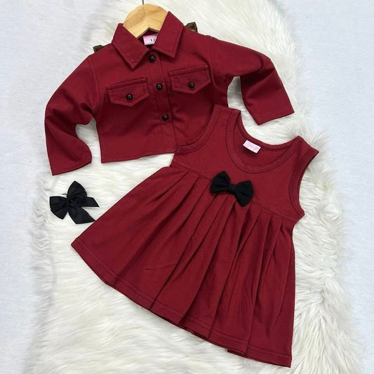 Maroon Coat Frock Cotton Stuff