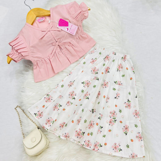 Tea Pink Frock Long Skirt Cotton