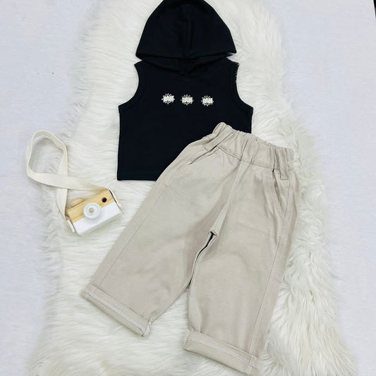 Black Hoodie Skin Trouser Blended