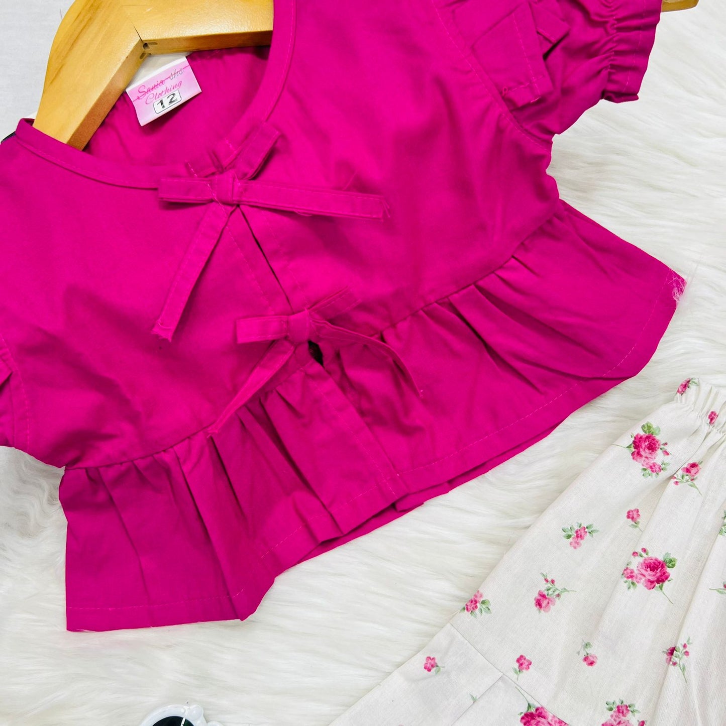 Pink Butterfly Mini Frock White Pink Floral Skirt Cotton Stuff