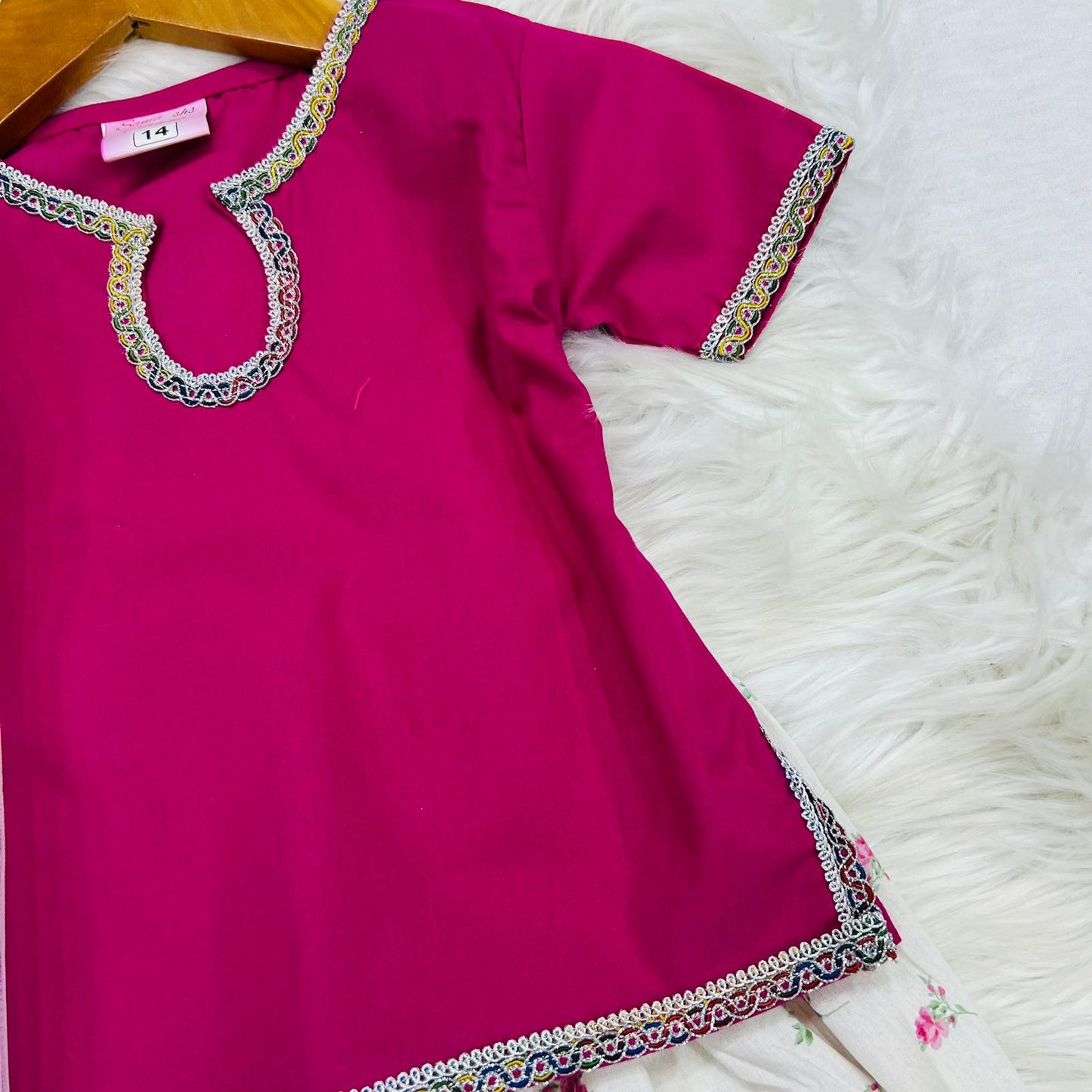 Pink Kameez White Pink Floral Farshi Shalwar Net Duppata