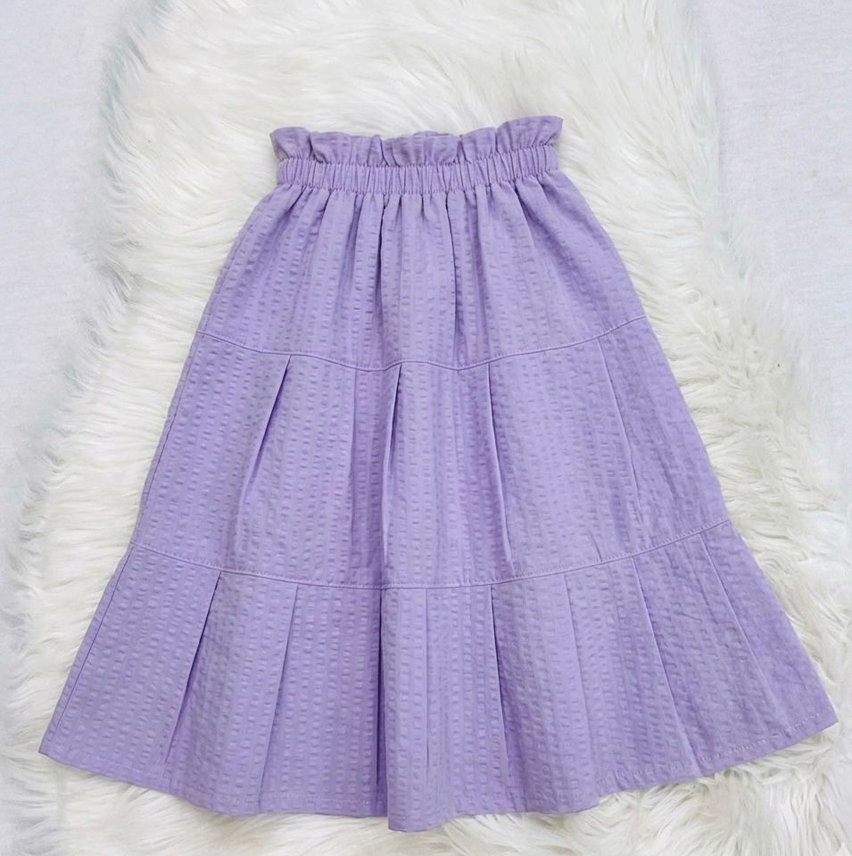 White Unicorn Blended Top Lilac Long Skirt Cotton