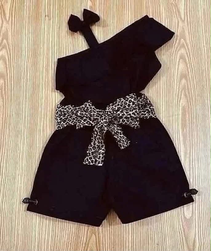 Black Top 1 Shoulder Black Shorts Cotton